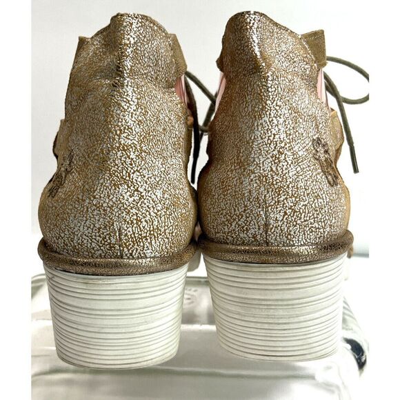 Fly London Sandals Size 10- 10.5 41 EU Gladiator Heeled Lace Up Metallic - Picture 5 of 16